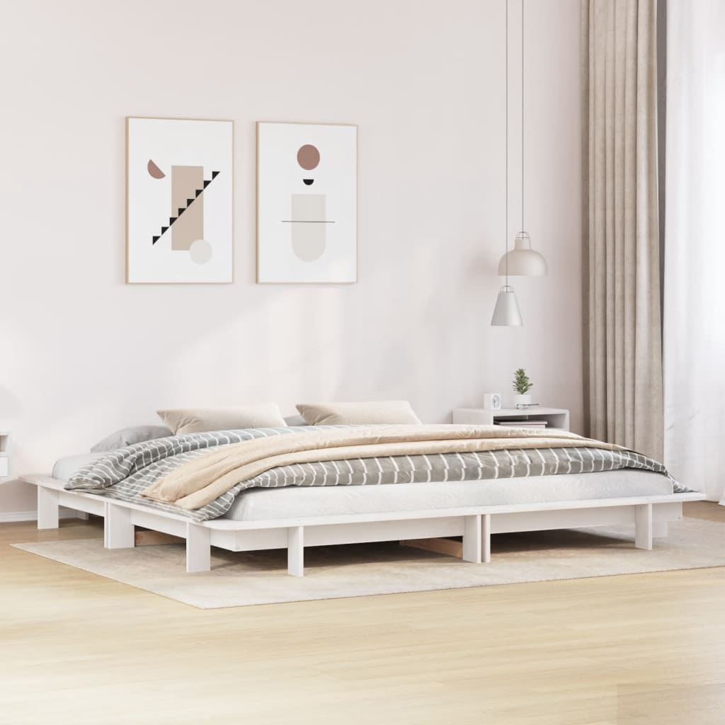 Bed Frame without Mattress White 160x200 cm Solid Wood Pine